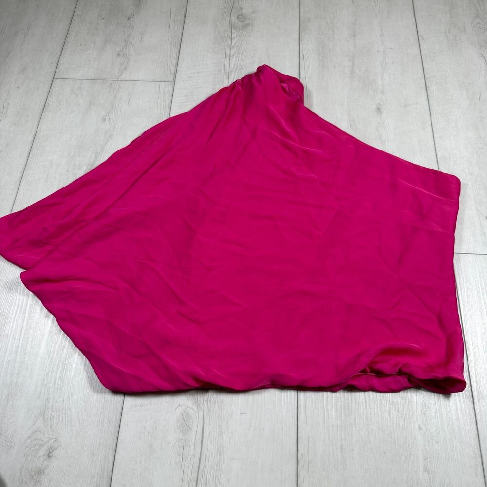 Alice + Olivia Women's Small Silk One Shoulder Short Sleeve Blouse Pink
